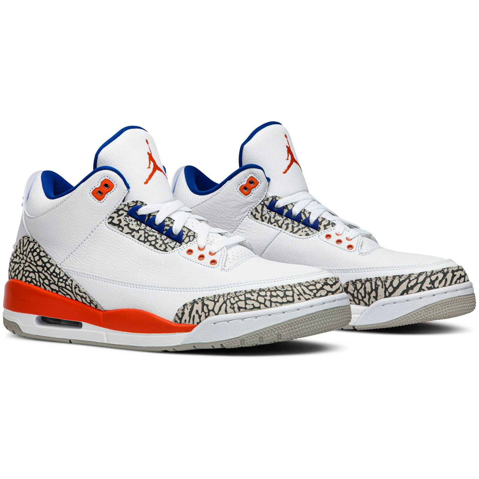 Air Jordan 3 Retro "Knicks Rivals" - Edisyon Espesyal Blan/Orange/Ble