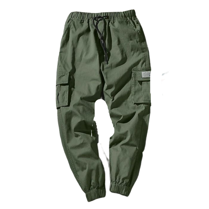 Pantalon Cargo Jogger Vèt Olive – Style Militè, Konfò Chak Jou