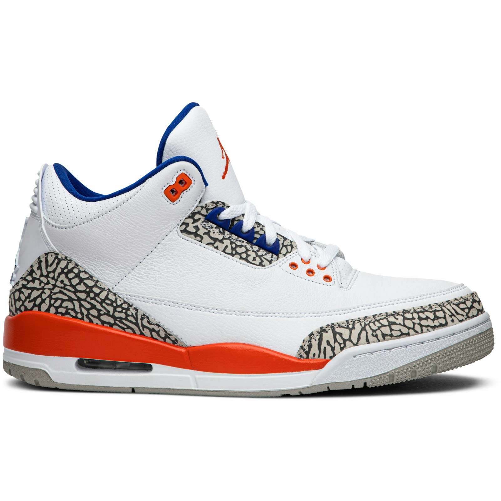 Air Jordan 3 Retro "Knicks Rivals" - Edisyon Espesyal Blan/Orange/Ble - Image 5